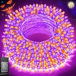 Pooqla Halloween Lights, 66 Ft 200 Led Indoor Clear Wire, Orange And Purple. Fixed Price $29.75.
