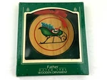 Hallmark Wooden Ornament Sleigh "father" Quote Christmas 1985. Fixed Price $6.99.