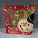 Tabletop Snowman Fusion Plate Glass Christmas 2009190 Noel. Fixed Price $22.00.