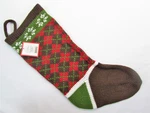 Argyle Holiday Stocking 20" Brown/green/red Knitted Xmas Target. Fixed Price $14.99.