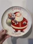 Hallmark Cookies For Santa Christmas 9 1/4" Plate Playful With Bag Of Toys. Fixed Price $13.75.