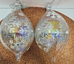 Lot Of 2 Clear Christmas Tree Ornaments With Glitter Decor/ Time Fun. Fixed Price $8.99.