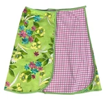 Kate Hill Reversible Wrap Skirt Hawaiian Floral Pink White Check Stretch Size 12. Fixed Price $34.99.