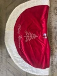 Tree Skirt By Dyno Seasonal Red Wine White Swirl Trim Embroider Merry Christmas. Fixed Price $8.99.