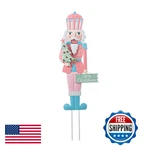 Glitzhome 36" Pink Metal Nutcracker Yard Stake Iron Garden Sign Outdoor Christma. Fixed Price $58.33.