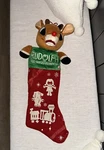 Gemmy Rudolph The Red-nosed Reindeer Musical 23" Big Head Christmas Stocking. Fixed Price $19.00.