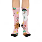 Gingerbread Snowman Pattern Crew Socks Pink Holiday Christmas. Fixed Price $18.99.