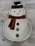 Cracker Barrel Vintage Christmas Quilt Ceramic Snowman Cookie Platter Plate 15". Fixed Price $14.99.
