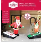 Holiday Time Santa & Reindeer Playing Corn Hole 4.5 Ft Tall 2 Inflatables New. Fixed Price $54.99.