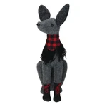 Northlight 14.5 Gray And Red Sitting Dog With Plaid Collar Christmas Decoration. Fixed Price $25.19.