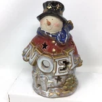 Kirkland Potters Garden Snowman Noel Candle Holder Ceramic Christmas 8" W/ Box. Fixed Price $19.95.