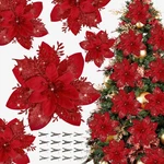 16 Pcs Flower Artificial Poinsettias With Clips Christmas Decor Gl.... Fixed Price $18.42.
