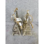 Set Of 4 Pottery Barn Glitter Glass Eiffel Tower Christmas Ornaments. Fixed Price $59.98.