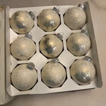 Set Of 9 Vtg Glass Xmas Ornaments 2001 Target/rauch Original Box Frosted White. Fixed Price $24.99.