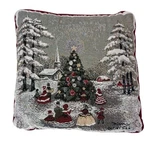 Tapestry Christmas Holiday Pillow 12X12 Tree Church Carolers Victorian Winter. Fixed Price $19.49.