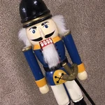 Wooden Christmas Nutcracker Soldier Sword Figure 14 Blue White Yellow /135J. Fixed Price $9.00.