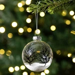 Northlight 4CT Clear Frosted Winter Tree Scene Glass Christmas Ornament Ball. Fixed Price $34.01.