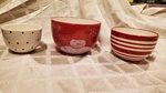 Set Of 3 - Boston Warehouse 2006 Winter Snowman Red White Bowls. Fixed Price $30.00.