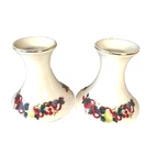 Porcelain Christmas Candle Holders Set Of 2 White Gold Trim Made Japan. Fixed Price $18.54.