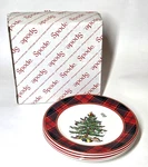 Spode Christmas Tree Tartan 7.75 Salad Plate Set Of 4 Red Green New W/tags Box. Fixed Price $65.85.