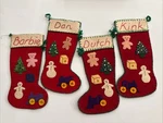 4 Vtg. Appliqu Felt Sequin Christmas Stockings Handmade Barbie Dutch Kink Dan. Fixed Price $28.88.