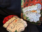 Clay Ceramic Merry Santa Divided 3-PART Chip & Dip Christmas Serving Platter. Fixed Price $40.00.