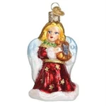 World Blown Glass Christmas Tree Ornament, Red Angel Holding Lyre. Fixed Price $14.84.