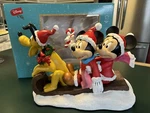 Disney Mickey Mouse And Minnie With Pluto On Sled Large Figurine New. Fixed Price $44.95.