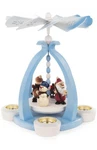 Dregeno Pyramid - Santa Claus And Snowman (blue) 11.8"H X 9"W 9"D. Fixed Price $253.49.