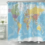 World Map Shower Curtain, Countries And Cities Curtains, Geography. Fixed Price $30.50.