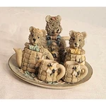 Vtg. Mini Bears Themed Set Teapot Creamer Sugar Bowl 2 Cups Platter Resin. Fixed Price $16.95.