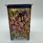 Handpainted Amia Stained Glass Styled Butterfly Floral Candle Votive Holder 6. Fixed Price $16.19.