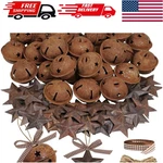 Celebrate With 80 Pcs Rustic Metal Jingle Bells & Barn Stars - Holiday Craft Set. Fixed Price $30.99.