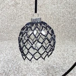 Handmade Beaded Clear Plastic Christmas Ornament Festive Holiday Decor Ball Navy. Fixed Price $15.00.