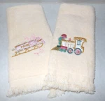 Vintage Saturday Knight Ltd Off-white Embroidered Christmas Hand Towel Set 2. Fixed Price $18.95.