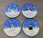 St. Nicholas Square Button Up 8" Salad Plate Set 4PC Snowman Family Blue Sonoma. Fixed Price $35.78.