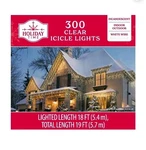 Holiday Time Clear Icicle 300 Count Christmas Wedding Lights White Wire 19FT New. Fixed Price $18.00.