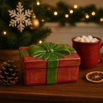 Block Father Christmas Ceramic Gift Box Dish 1996 Hand Painted Red Green. Fixed Price $17.59.
