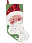 Gallerie Ii Hook & Loop Christmas Stocking Santa Claus Rosy Cheek Velveteen 20". Fixed Price $18.95.