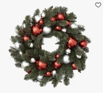 Pottery Barn Red & Silver Faux Pine Christmas Wreath 20" Nib Indoor/outdoor. Fixed Price $100.00.