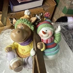 Home Interiors 58065 Reindeer Moose Resin Snowman Christmas Stocking Holder Nib. Fixed Price $23.00.
