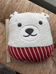 Bear Plush Valentines Toss Pillow Red Striped Scarf Wondershop Nwt. Fixed Price $10.00.