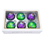Peacock Purple & Green Glass Balls 80MM Set Of 6. Fixed Price $21.24.