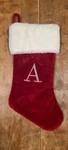Initial Letter Monogram Christmas Stocking Red Velvet Silver Prima Creations. Fixed Price $29.99.