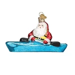 Santa Kayak Hanging Ornament Coastal Cheer Christmas Decor Handcrafted Glass. Fixed Price $23.79.