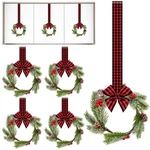 Pcs 8" Mini Christmas Kitchen Cabinet Wreaths With Ribbon Bow Artificial Le.... Fixed Price $40.27.