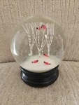 Winter Snow Globe By Raz Imports: 4.5 Inch Cardinal Birch Trees. Fixed Price $39.99.