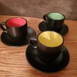 Bruntmor Espresso Cups & Saucers - Set Of 3 4 Oz Red Yellow Green Black. Fixed Price $27.00.