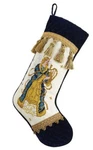 Peking Handicraft Elegant Blue Angel Needlepoint Christmas Stocking. Fixed Price $54.88.