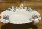 Holiday Sparkle Ceramic Snowman Candy Dish Pearlescent Pastel Accents. Fixed Price $12.99.